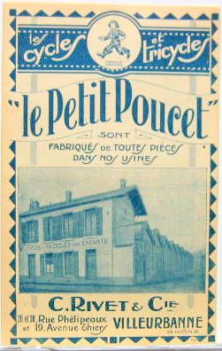 Couverture de 1929 CYCLES LE PETIT POUCET RIVET VILLEURBANNE
