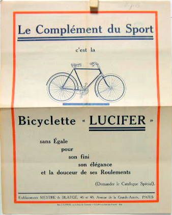 Couverture de 1921 CYCLES LUCIFER ET ACCESSOIRES MESTRE ET BLATGE PROSPECTUS