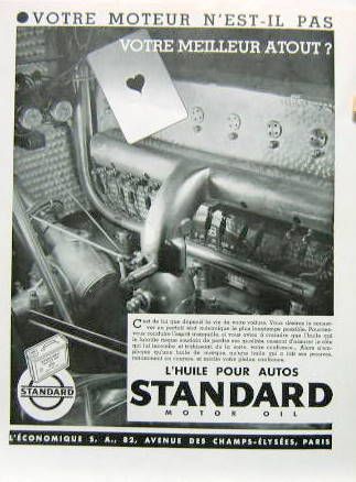 Couverture de BUGATTI PUBLICITE STANDARD DECOUPEE DANS LES REVUES D'EPOQUE