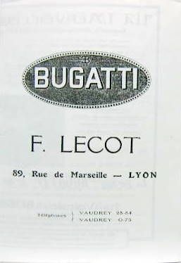 Couverture de 1920 BUGATTI 4 CYLINDRES 16 SOUPAPES  CATALOGUE