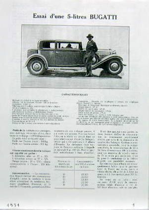 Couverture de 1931 BUGATTI 5 LITRES ESSAI D'EPOQUE