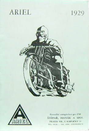 Couverture de 1929 ARIEL CATALOGUE EN REPRODUCTION EN TCHEQUE ?