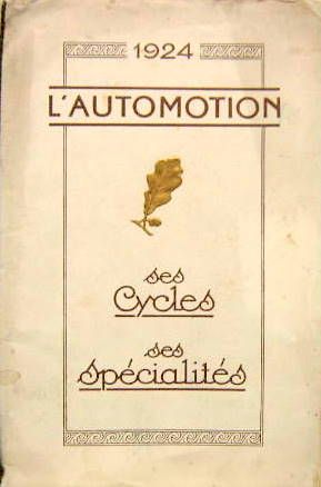 Couverture de 1924 L'AUTOMOTIONETTE BICYCLETTE A MOTEUR ET CYCLES TALBOT LA RANDONNEUSE