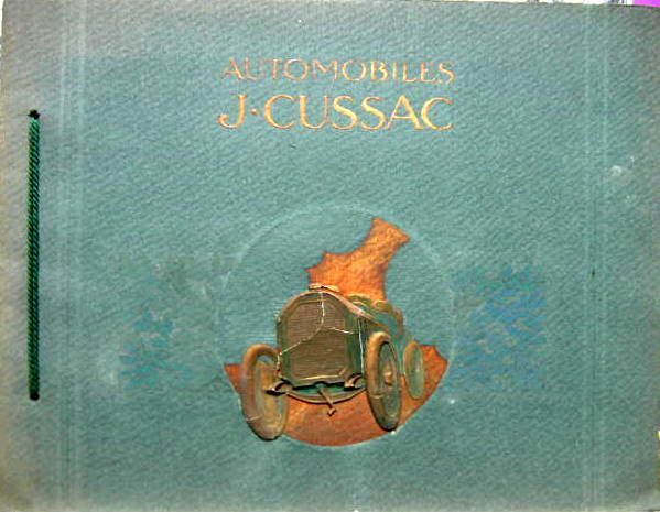 Couverture de CUSSAC J AUTOMOBILES PROTOTYPE DE CATALOGUE ENVIRON 1919