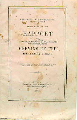 Couverture de 1865 RAPPORT SUR LES CHEMINS DE FER D'INTERET LOCAL
