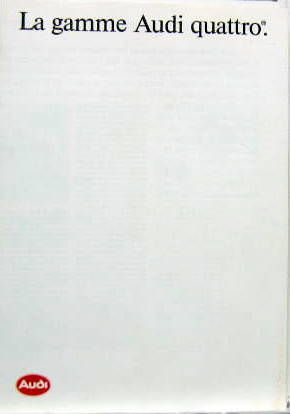 Couverture de LA GAMME AUDI QUATTRO 80-90-COUPE -100-200-V8 CATALOGUE EN FRANCAIS