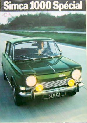Couverture de SIMCA 1000 SPECIAL DEPLIANT