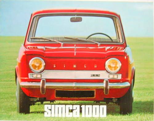 Couverture de SIMCA 1000 LA GAMME CATALOGUE  VOITURE ROUGE DE FACE