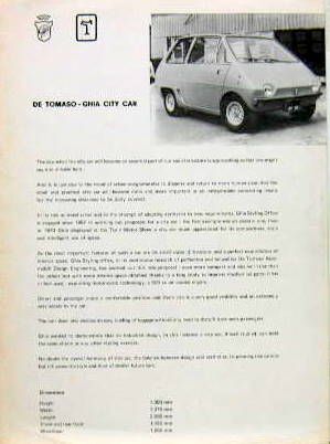 Couverture de DE TOMASO GHIA CITY CARS