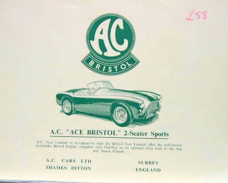 Couverture de AC ACE BRISTOL 2 SEATER SPORTS ET COUPE EN ANGLAIS 4 PAGES