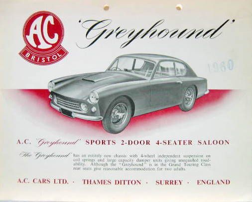 Couverture de AC BRISTOL GREYHOUND 4 SEATER COUPE  1960 EN ANGLAIS CATALOGUE