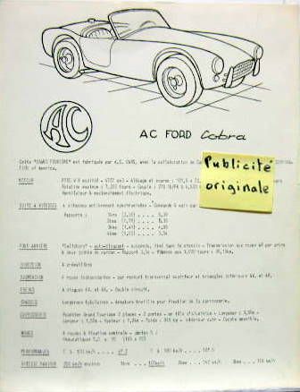 Couverture de AC COBRA 4,2 LITRES PROSPECTUS EN FRANCAIS
