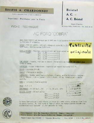 Couverture de AC COBRA 4,2 LITRES PROSPECTUS DE CHARDONNET EN FRANCAIS