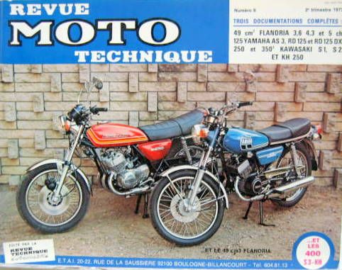 Couverture de 09 RMT FLANDRIA 49 CM3 3?6 4?3 ET 5 CV YAMAHA 125 AS3 RD 125 RD125DX KAWASAKI 250 ET 350 S1 S2 ET KH 250 ET LES 400 S3 KH