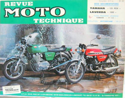 Couverture de 25 RMT YAMAHA 125 RDX LAVERDA 1000N FICHE XT 500