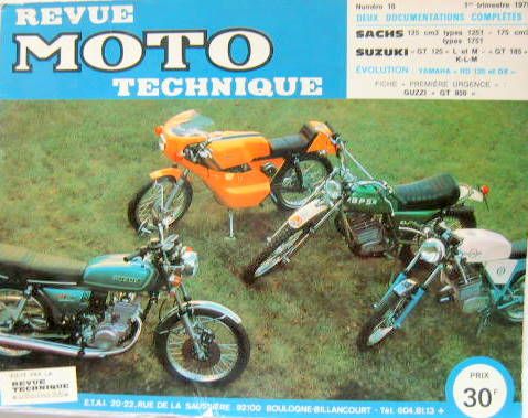 Couverture de 16 RMT SACH 125 1251 175 1751 SUZUKI GT 125 L-M GT 185 K-L-M EVOLUTION YAMAHA RD 125 -DX FICHE GUZZI GT 850