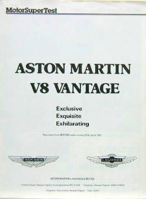 Couverture de 1981 ASTON MARTIN V8 VANTAGE  MOTORSUPERTEST EN ANGLAIS