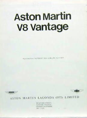 Couverture de 1977 ASTON MARTIN V8 VANTAGE  TEST DE AUTOCAR EN ANGLAIS