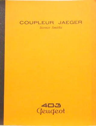Couverture de 1963-10 PEUGEOT  403 COUPLEUR JAEGER   MANUEL DE REPARATION