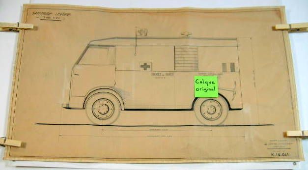 Couverture de 1939 CHENARD ET WALKER FOURGON SANITAIRE LEGER DESSIN ORIGINAL A L'ENCRE DE CHINE SUR CALQUE N°14041