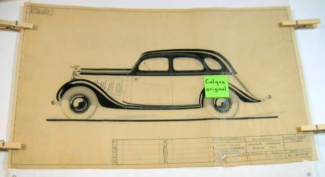 Couverture de 1934 CHENARD ET WALCKER T 11S DESSIN A L'ENCRE DE CHINE SUR CALQUE N°12007