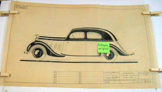 Couverture de 1934 CHENARD ET WALCKER TRACTION AVANT DESSIN A L'ENCRE DE CHINE SUR CALQUE N°12008
