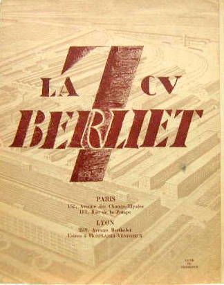 Couverture de BERLIET  7 CV 6 CYL CATALOGUE