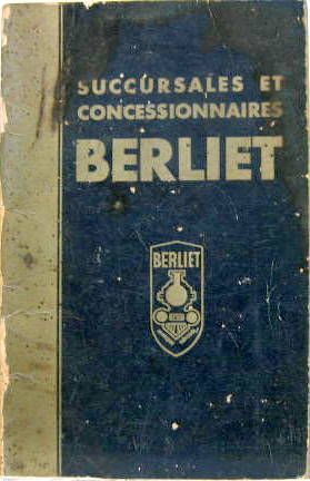 Couverture de 1936 BERLIET LISTE DES SUCCURSALES ET CONCESSIONNAIRES