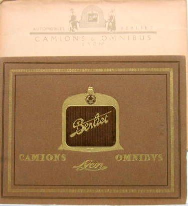 Couverture de 1913 BERLIET CAMIONS OMNIBUS CATALOGUE AVEC SA POCHETTE