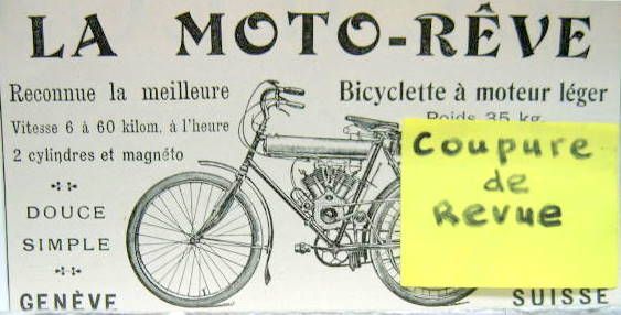 Couverture de LA MOTO REVE   DECOUPAGE DE REVUE D'EPOQUE