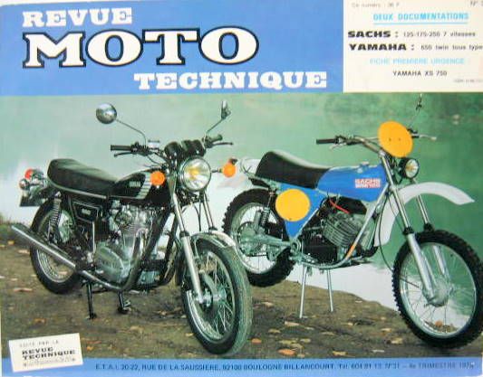 Couverture de 31 RMT SACHS 125-175-250 7 VITESSES YAMAHA 650 TWIN FICHE DE PREMIERE URGENCE YAMAHA XS 750