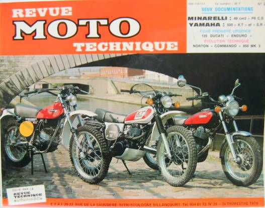 Couverture de 29 RMT MINARELLI 49 CM3 P6 CS YAMAHA 500 XT ET SR FICHE DUCATI 125 ENDURO EVOLUTION COMMANDO 850 MK3