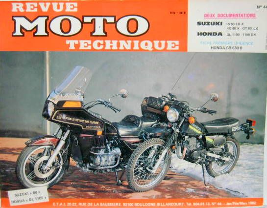 Couverture de 44 RMT SUZUKI TS80 ER-X RG 80X-GT 80 LX HONDA GL 1100-1100 DX FICHE HONDA CB 650B