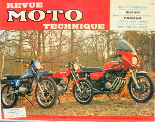 Couverture de 36 RMT SUZUKI 50 GT GTS ET ER 4 ET 5 VITESSES YAMAHA XS 750 E ET ES XS 850 FICHE GUZZI 500 CM3 V50