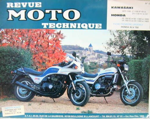 Couverture de 51 RMT KAWASAKI GPZ 1100 Z 1100B1-B2ET ZX1100A1ET A2 HONDA VF750SC ET SD 1982 A 1983 - VF 750CC ET CD 1982 ET 1983 FICHE HONDA XLV 750