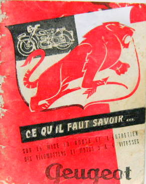 Couverture de 1956 PEUGEOT MOTO 55-56-176-256 2 TEMPS LIVRET D'ENTRETIEN