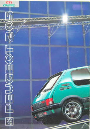 Couverture de 1991 PEUGEOT 205  GTI GRIFFE CATALOGUE