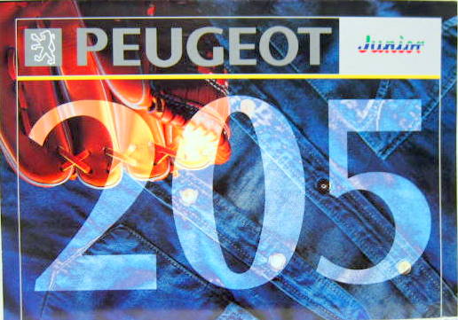 Couverture de 1992 PEUGEOT 205 JUNIOR  DEPLIANT