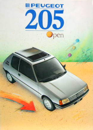 Couverture de 1987 PEUGEOT 205 OPEN  DEPLIANT
