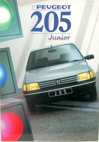 Couverture de 1986 PEUGEOT 205 JUNIOR DEPLIANT