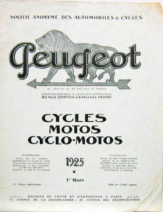 Couverture de 1925 OU 1926 PEUGEOT MOTO -CYCLO MOTO - 2 CH 1/2 - 3 CH 1/2 ET 500 CM3 + VELO