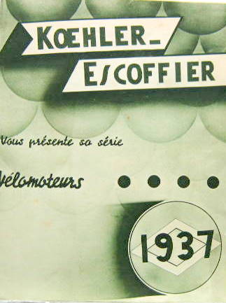 Couverture de 1937 KOEHLER ESCOFFIER GAMME DES VELOMOTEURS