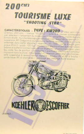 Couverture de 1952 KOEHLER ESCOFFIER SHOTTING STAR KM2VD PROSPECTUS
