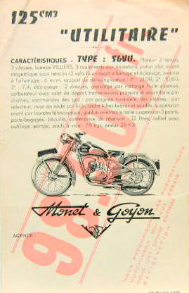 Couverture de MONET GOYON UTILITAIRE TYPE S6VU 125 CM3 PROSPECTUS ROSE