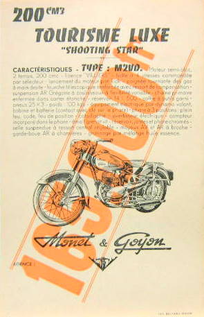Couverture de MONET GOYON SHOOTING STAR  TYPE M2VD 200 CM3 PROSPECTUS ORANGE