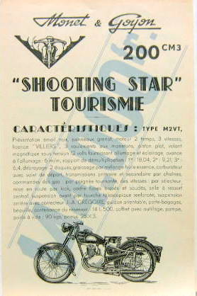 Couverture de MONET GOYON SHOOTING STAR  TOURISME TYPE M2VT 200 CM3 PROSPECTUS NOIR ET GRIS