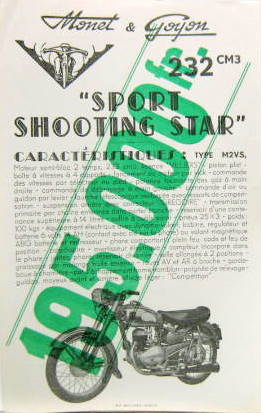 Couverture de MONET GOYON SPORT SHOOTING STAR  TYPE M2VS 232 CM3 PROSPECTUS NOIR ET VERT
