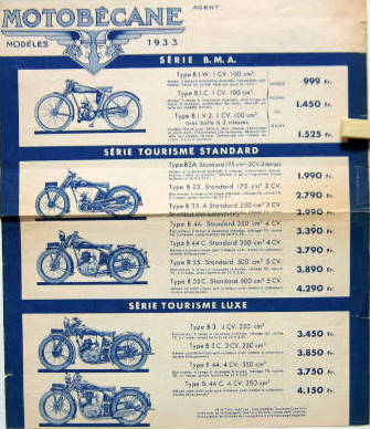 Couverture de 1933  MOTOBECANE GAMME
