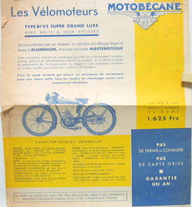 Couverture de 1934-5 MOTOBECANE VELOMOTEUR B1 V2 SUPER GRAND LUXE