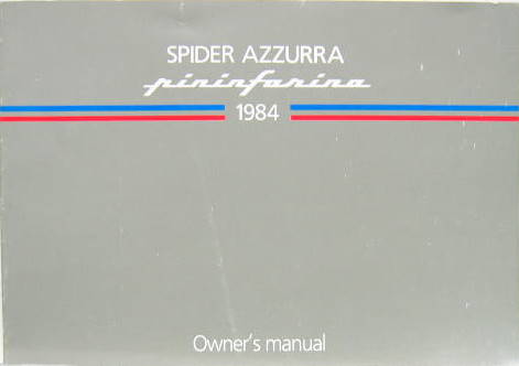 Couverture de 1984 SPIDER AZZURA 1995 CM3 A INJECTION LIVRET D'ENTRETIEN EN ANGLAIS